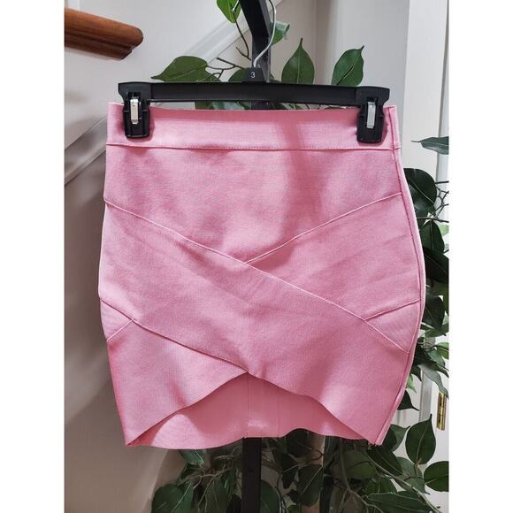 Meilun Women Pink Rayon Pull on Pencil & Straight Mini Stretch Skirt Size Large - Picture 5 of 11